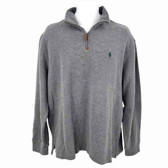 POLO RALPH LAUREN GRAY 1/4 ZIP PULLOVER SWEATER - XL - Picture 1 of 5